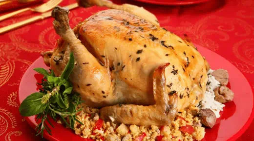 recipe image Chester recheado com farofa de castanha portuguesa