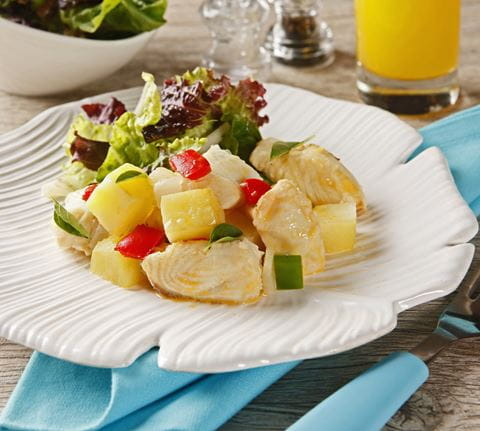 recipe image Cubos de peixe com legumes