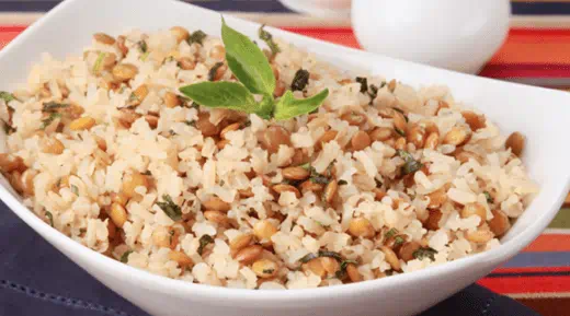 recipe image Arroz integral com lentilha e manjericão