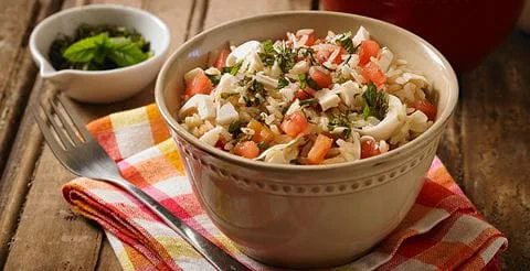 recipe image Arroz integral com palmito e hortelã